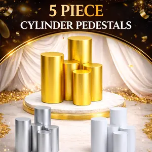 5-Piece Metal Cylinder Pedestal Display Set for Centerpiece Decorations in Weddings Parties & Events Multi-Use for Dessert Floral Arrangement