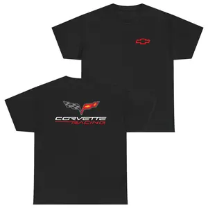 Vintage Y2K Corvette Racing Graphic 2 Sided T-shirt, Cotton Tops Men Womenswear, Man Unisex T-shirt, Streetwear Lover Graphic Tee, Racing Car Fan