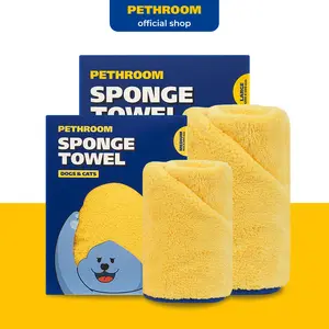 PETHROOM Sponge Towel for Dogs and Cats | Super Absorbent Microfiber Pet Drying Towel