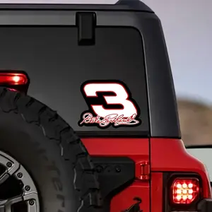 Dale Earnhardt Racing Car Decal - High-Transparency, Scratch-Resistant Vinyl Sticker for Cars, Motorcycles, Trailers, ATVs, Windows, and Notebooks - Black with Red Accents, PVC Material, All-Season Use, Motorcycle Decals