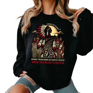 Trail of Tears Memorial Shirt, Indigenous Heritage Awareness Tee, Native Voices Were Silenced Forever Graphic T-Shirt, Tribal History Remembrance Top for Men and Women Top Womenswear