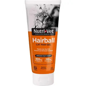 Nutri-Vet Hairball Paw Gel - Cat & Kitten Hairball Relief Remedy with Soybean, Coconut Oil & Salmon Flavor, 3 Oz Pet Grooming Hair Removal Supply