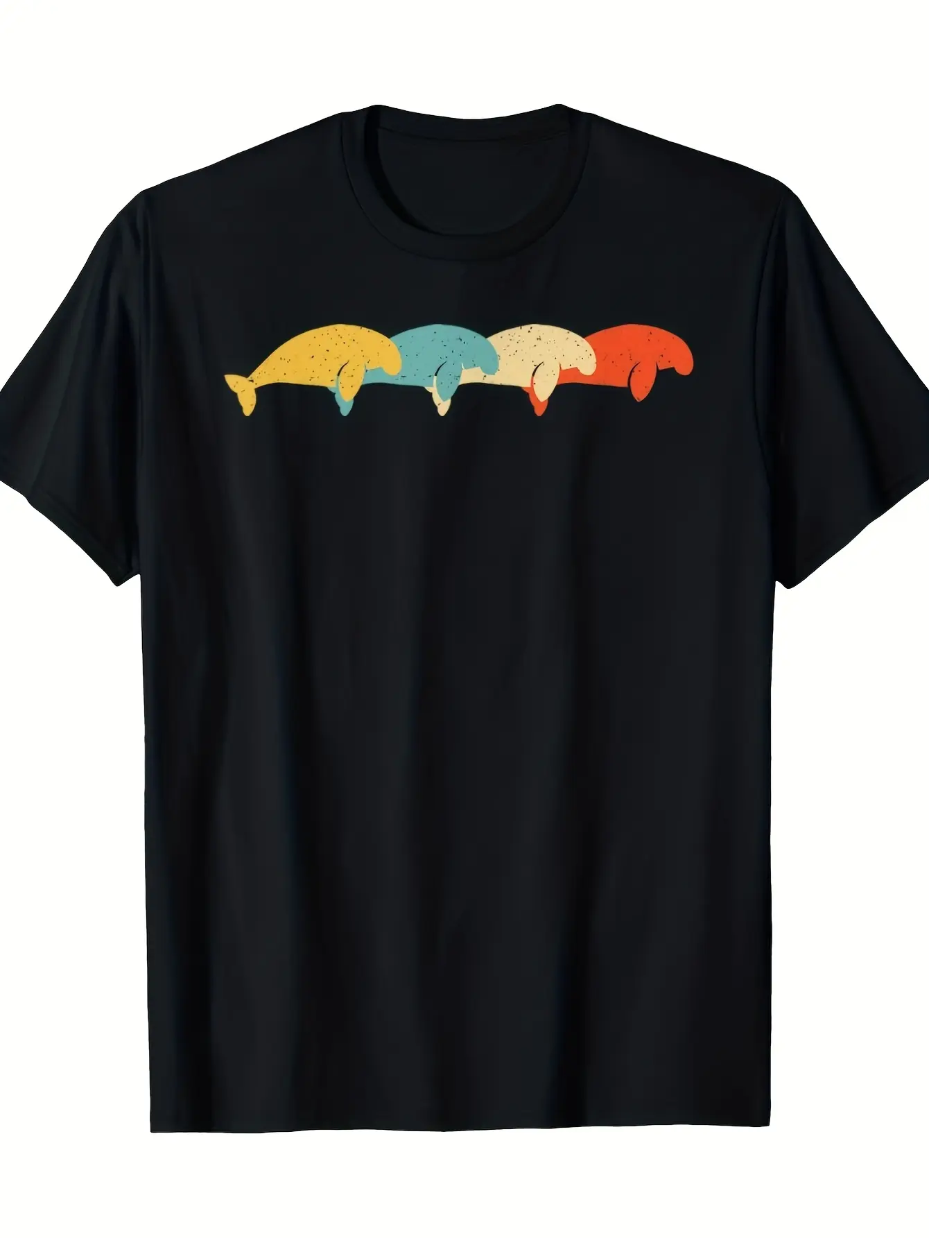 Manatee Vintage Retro Dugong Calf Animal Lover 60s unisex soft cotton short sleeve t shirt, vintage graphic casual tee for men women teens, perfect birthday holiday gift for camping travel gym daily street  wear