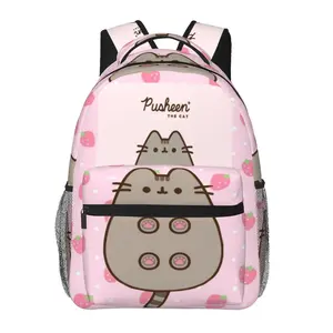 Fashion Pusheen backpack with large capacity—ideal for daily commuting, outdoor hiking, and business. Cartoon casual Pusheen merchandise laptop daypack and school bag for women, men, and gift giving.