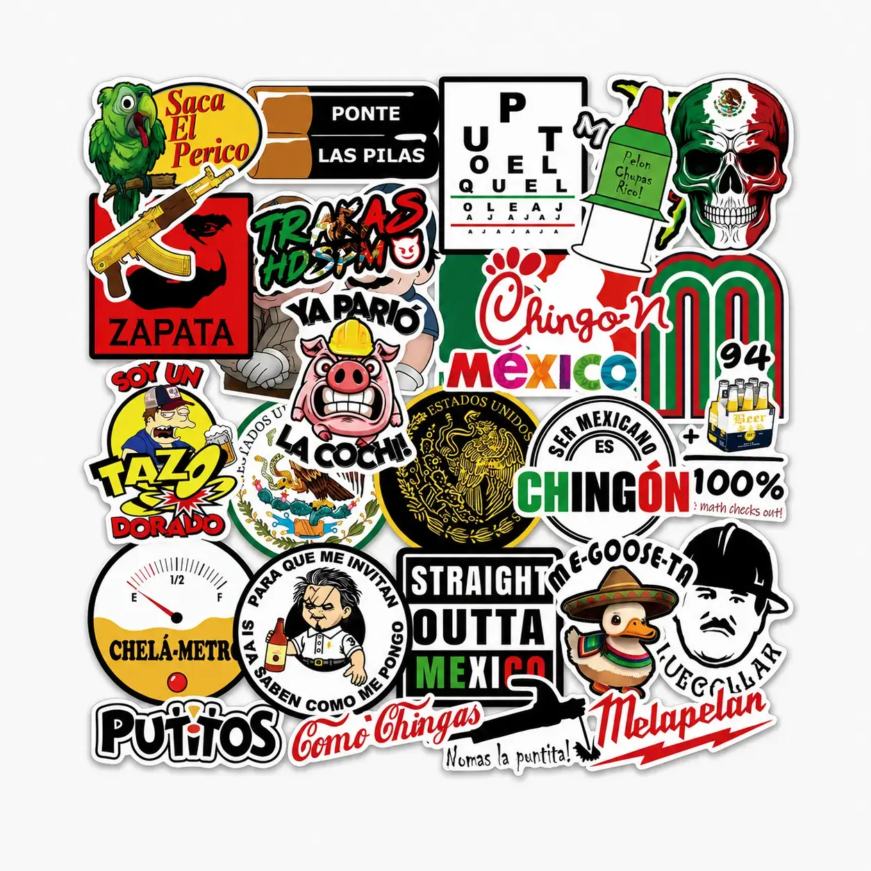 30Pcs Mexican-Inspired Funny Stickers - Humorous Meme-Style Street-Art Home Decor Stickers for Laptop, Water Bottle - Creative Gift for Teens