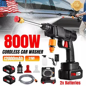 Cordless Electric High Pressure Water Spray Gun 4000PSI Portable Car Washer Detailing Tool w/5 Nozzle Quick Connect Expert Airbrush Kit Heavy Duty 800W 12000mAh 21VF