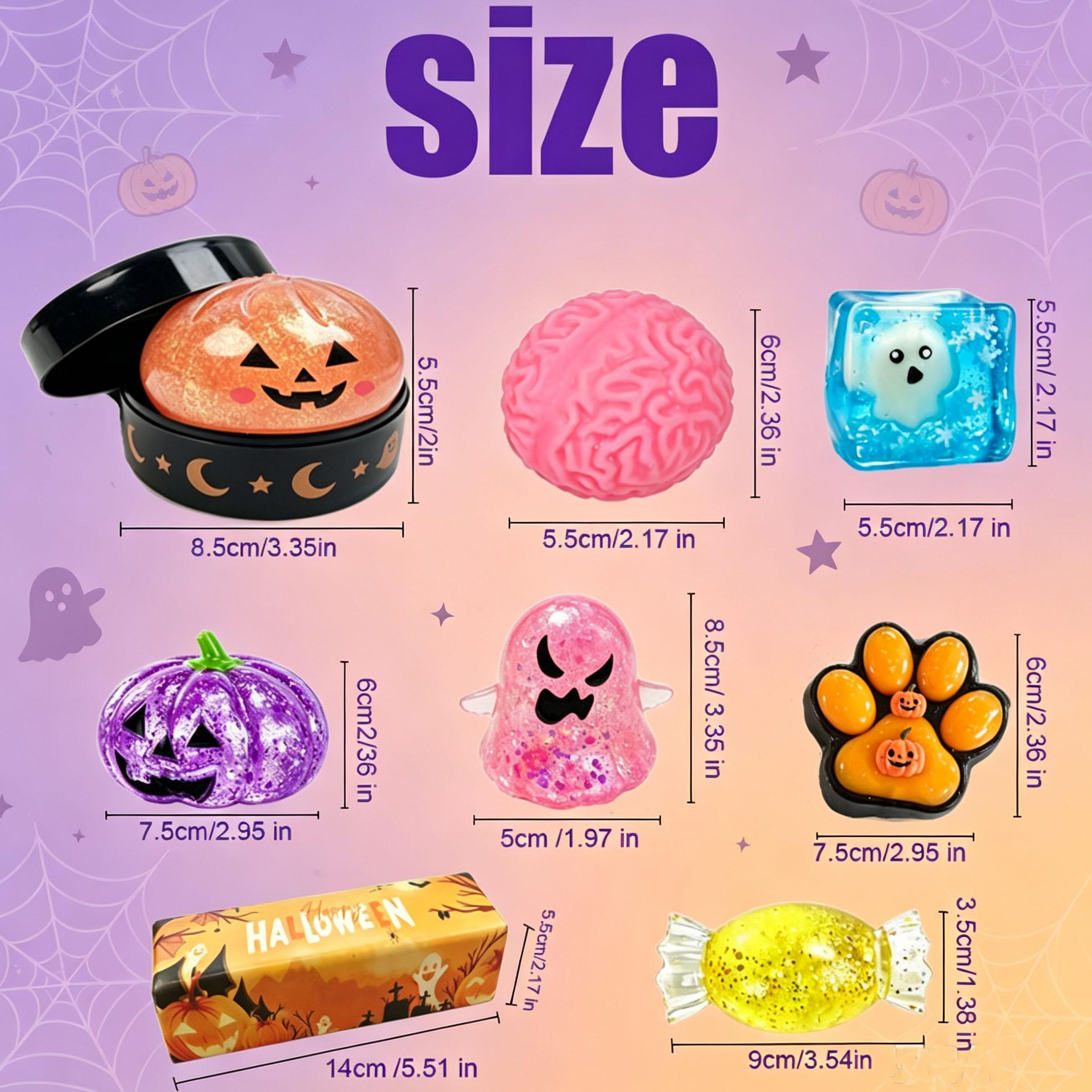 8-Piece Halloween Squishy Gift Box, Malt Sugar Stress Relief Fidget Toys, Sensory Toy Bundle, Creative Slow-Rebound Squishies, 8 Unique Spooky Designs, Halloween Party Favors & Holiday Gifts