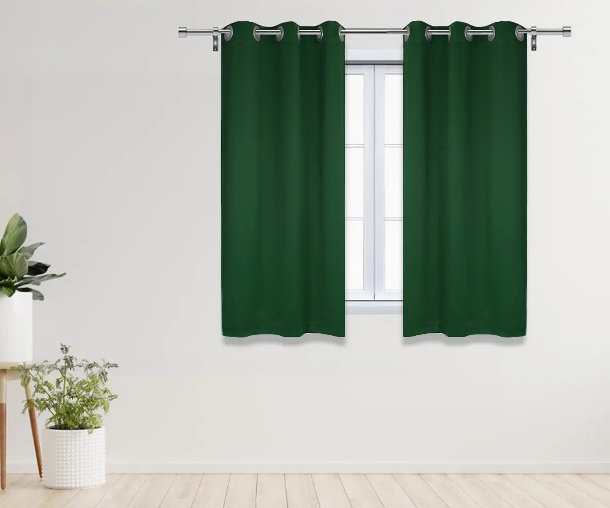 52 X 63 Inch Blackout Polyester Curtains with Grommets Hunter Green - 2 Panels