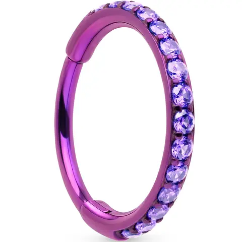 Body Candy Unisex Implant Grade Titanium Hinged Clicker Nose Hoop - 20G, 7mm, 8mm, Purple CZ Gemstone Body Jewelry, Sparkle Nose Rings