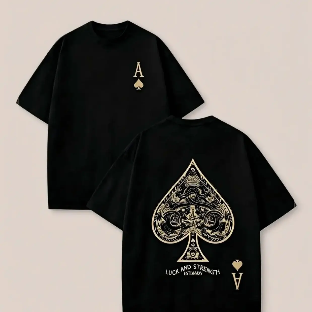 Men's Ace Print Graphic T-Shirt, Soft Casual Streetwear Top with Fade-Resistant Vivid Graphics for Sports PHC