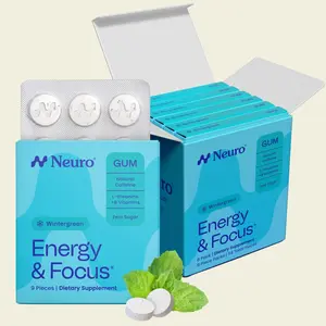 Neuro Wintergreen Energy & Focus Gum/Mints - Sugar Free with Natural Caffeine, L-theanine, Vitamin B12 & Vitamin B6 Neuro Wintergreen Energy & Focus Gum/Mints - Sugar Free with Natural Caffeine, L-theanine, Vitamin B12 & Vitamin B6