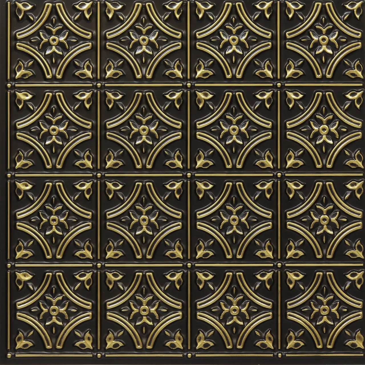 Gothic Reims Glue-Up PVC Faux Tin Ceiling Tile - 2 ft. x 2 ft, Interior Decorative Home Acoustic Ceiling Panel Flooring (40 sq. ft./case)
