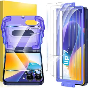 L-CLC001  EZ Alignment for Samsung Galaxy Z Flip 7 Screen Protector, [Strengthen Crease Test] 4Pcs Inner Soft EPU Film+2Pcs Front Display Tempered Glass+1 Set Camera lens Protector, Anti Scratch