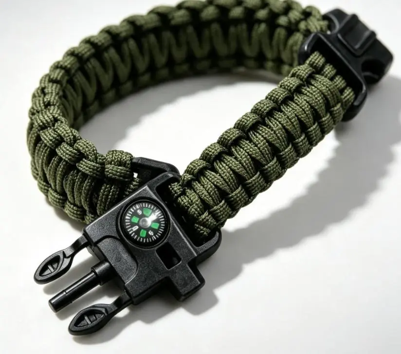 Survival Paracord Bracelet – Olive Green | Outdoor Emergency Gear