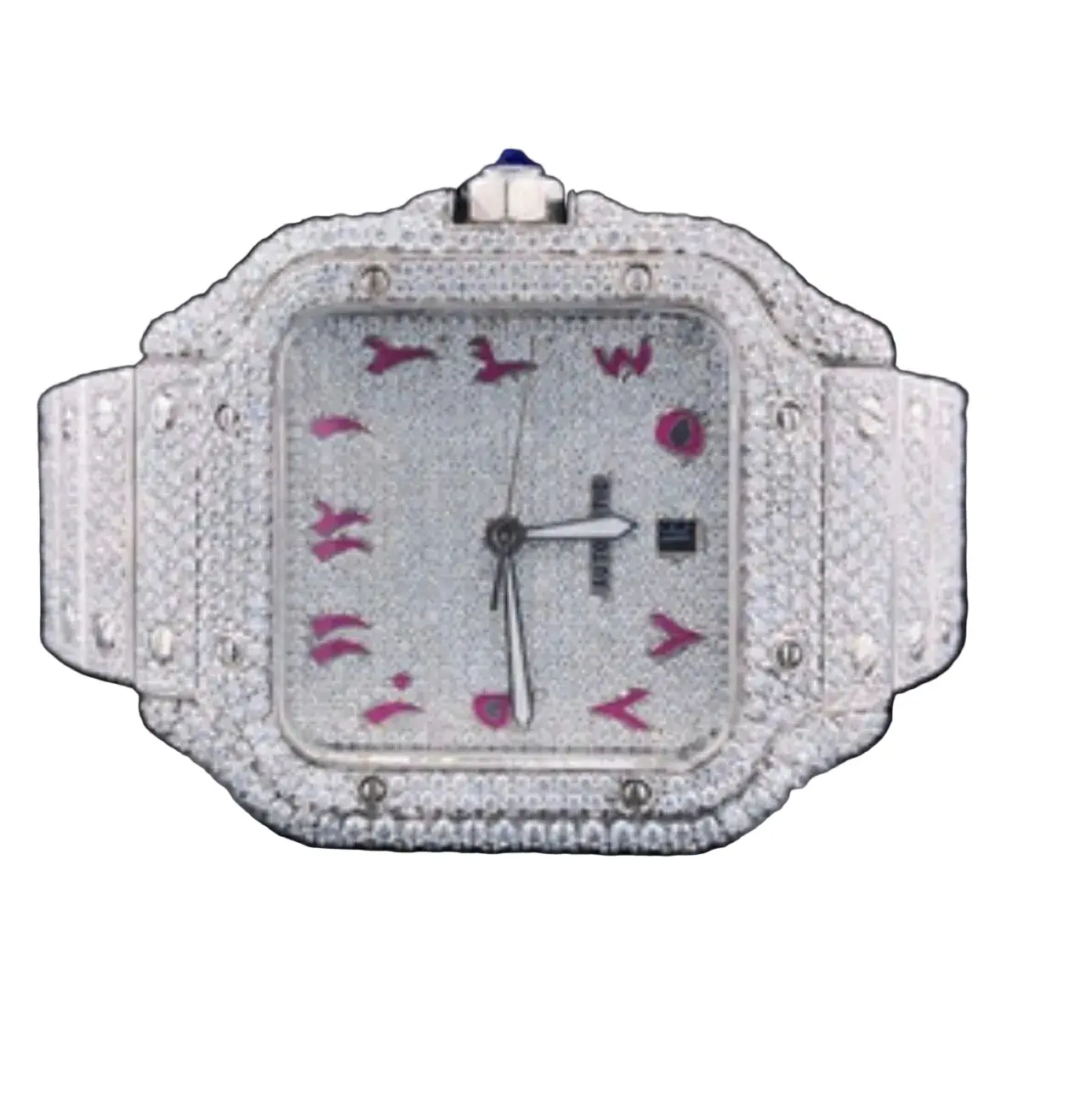 Custom Diamond-Set Santos Automatic – Arabic Numeral Dial