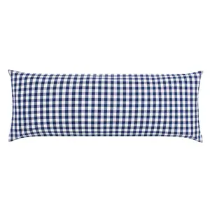 The Navy Blue Small Gingham Extra Long Throw Pillow