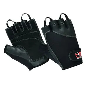 Weight Lifting Gloves Goatskin Leather Half Finger Lightweight Workout Biking Fingerless Gym Fitness Gloves Black Man Man