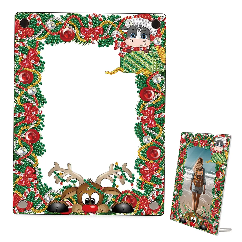 Christmas Special Shaped Diamond Painting Photo Frame for Home (Christmas Elk)