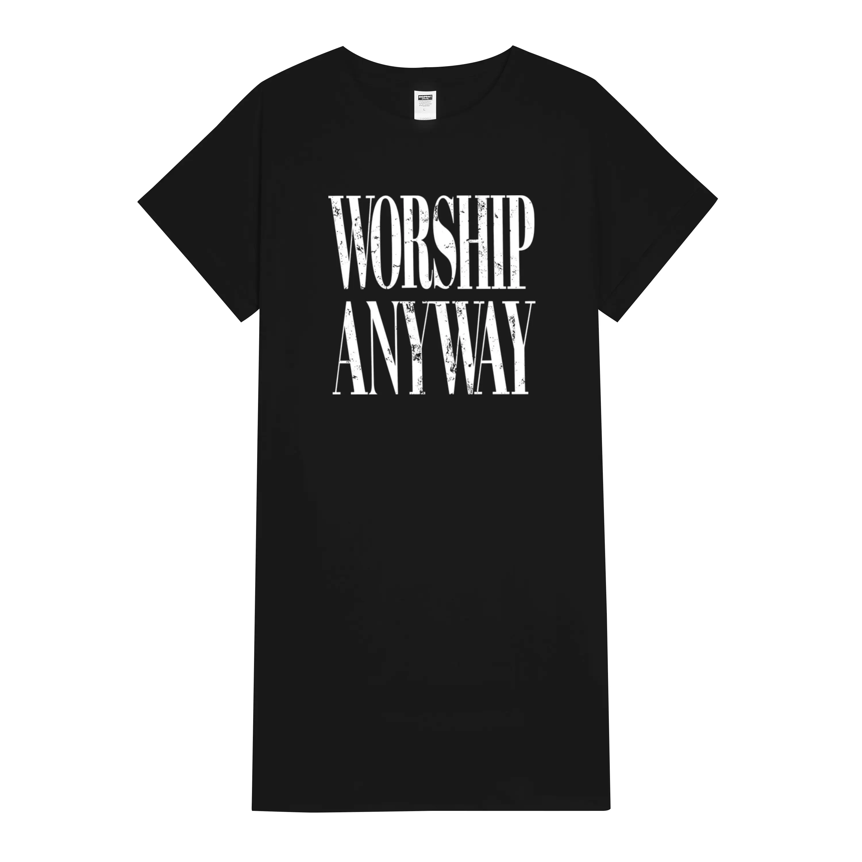 Vintage-Inspired Christian T-Shirt Dress – Faith-Focused, Distressed Look for Church and Everyday Worship