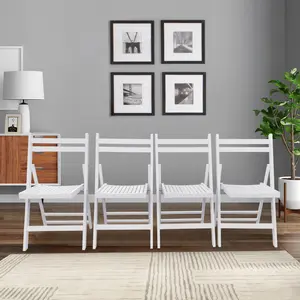 ARCH Furniture Slatted Wood Folding Special Event Chair - White, Set of 4, FOLDING CHAIR, FOLDABLE STYLE    RR