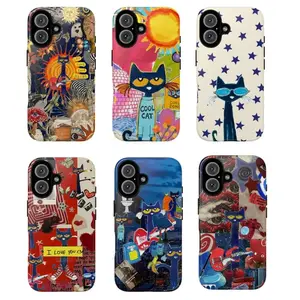 Petee Cat Aesthetic Phone Case – Trendy Artistic Cat Design, Lightweight Shock Resistant iPhone Cover