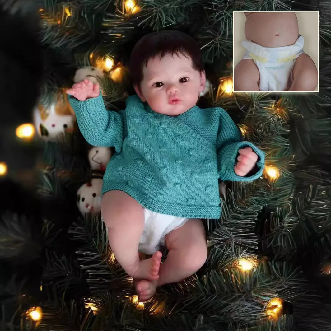 19-Inch Full Silicone Vinyl Reborn Baby Doll Realistic Newborn Dolls Toy for Kids Ideal Christmas Birthday New Year Gifts