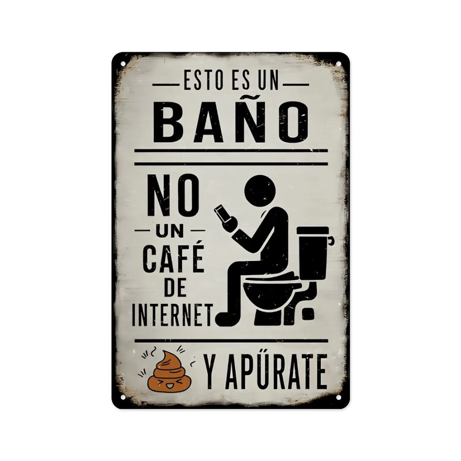 1pc 8x12 in Retro Aluminium Print Bathroom Metal Sign - "This Is A Bathroom, Not An Internet Cafe" Spanish Humorous Wall Art, Mountable Home Decor for Homes, Mall Toilets