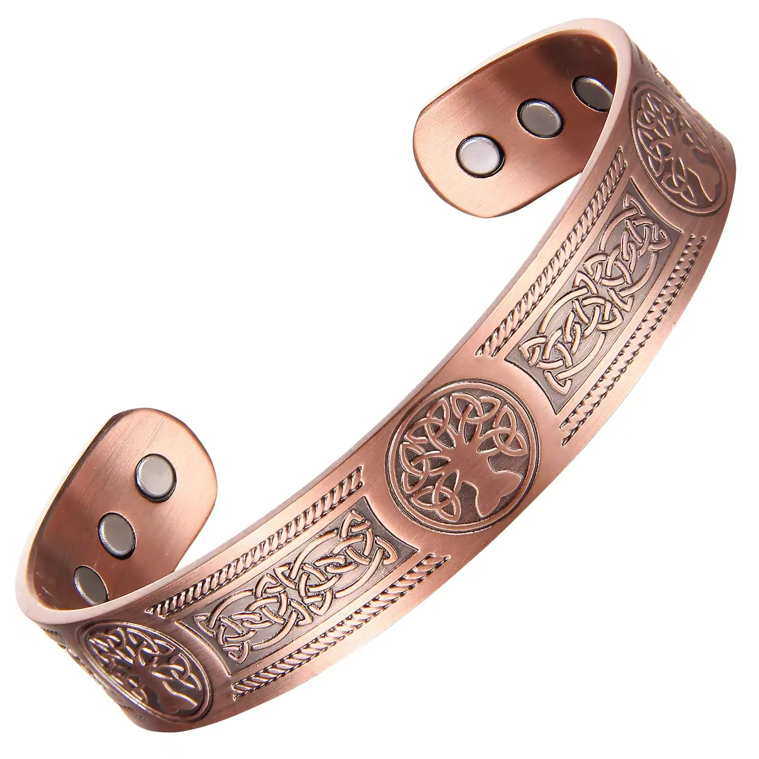 Celtic Tree of Life Bracelet for Men Women, Vintage Copper Magnetic  with Viking Knot Design, Adjustable Open Bangle Jewelry Gift