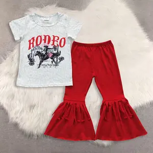 Horse Cactus Rodeo Leopard Shirt Fringe Pants Girls Clothes Set for Kids Children Clothes Cute Toddlers Clean Little Girls Outfits Two Piece Sets Kids Baby Fashion Clothing girls  fall  Winter outfit girls  casual  wear winter two-piece set fashion