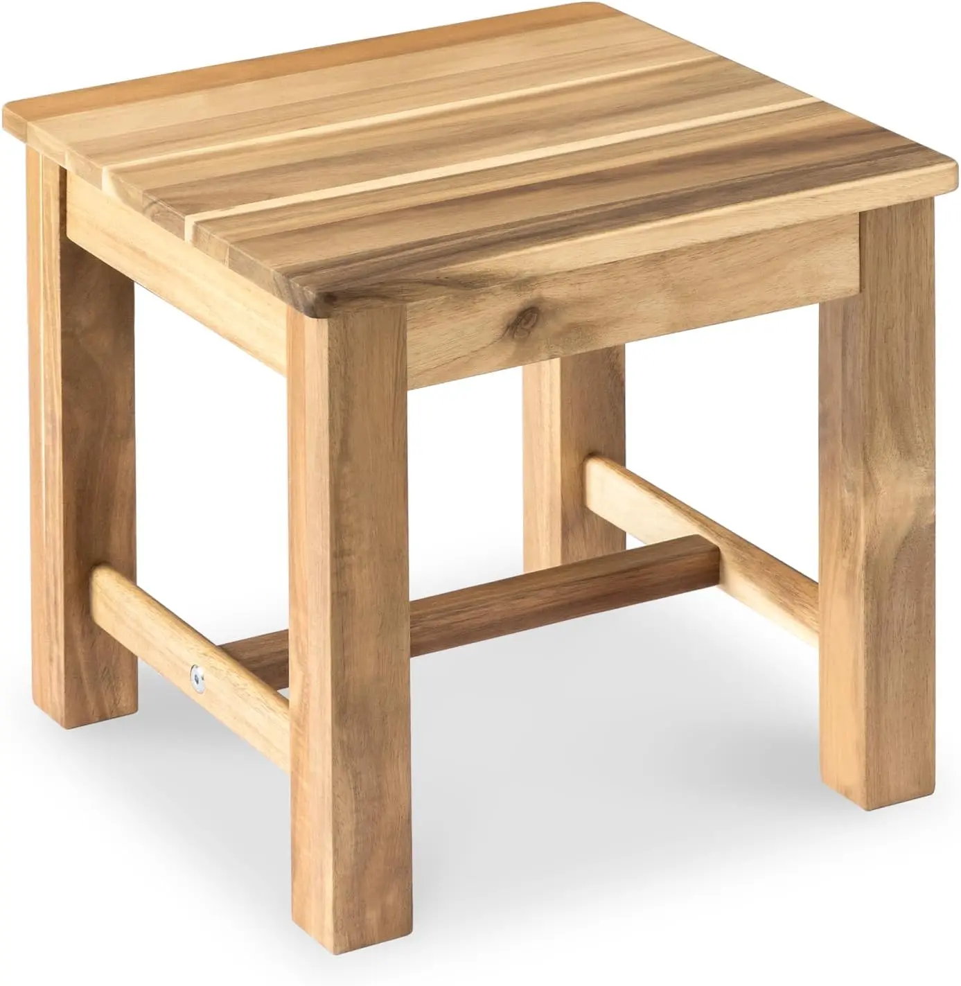 12 Inch Wooden Step Stool, Small Nature Beach Chair Under Desk, Indoor Acacia  Short Footstool for Living Room, Kitchen, Bathroom