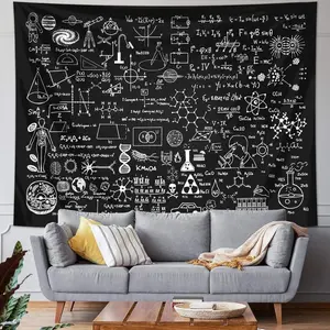 Science Themed Classroom Blackboard Tapestry, 1/2 Counts Chemistry & Mathematics & Geometry & Physics Tapestry, Back To School Party Decoration