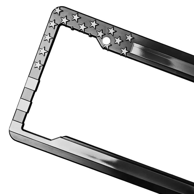 American Flag License Plate, Frame, and Key Tag Combo Black-on-Matte Black