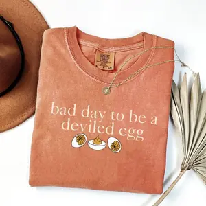 Bad Day to be a Deviled Egg Shirt Comfort Colors, Funny Thanksgiving Dinner T-Shirt, Sarcastic Friendsgiving T Shirt, Food Humor Tee