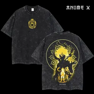 [FS] Retro Limited Vintage Nanatsu no Taizai 7DS Collection - The Seven Deadly Sins Anime Double Printed Oversized Washed Tee Unisex Oversize Anime Manga Acid Washed Lightweight Cotton T-Shirt, Hoodies & Sweater Wash Gift For Anime Fan, Anime Lover
