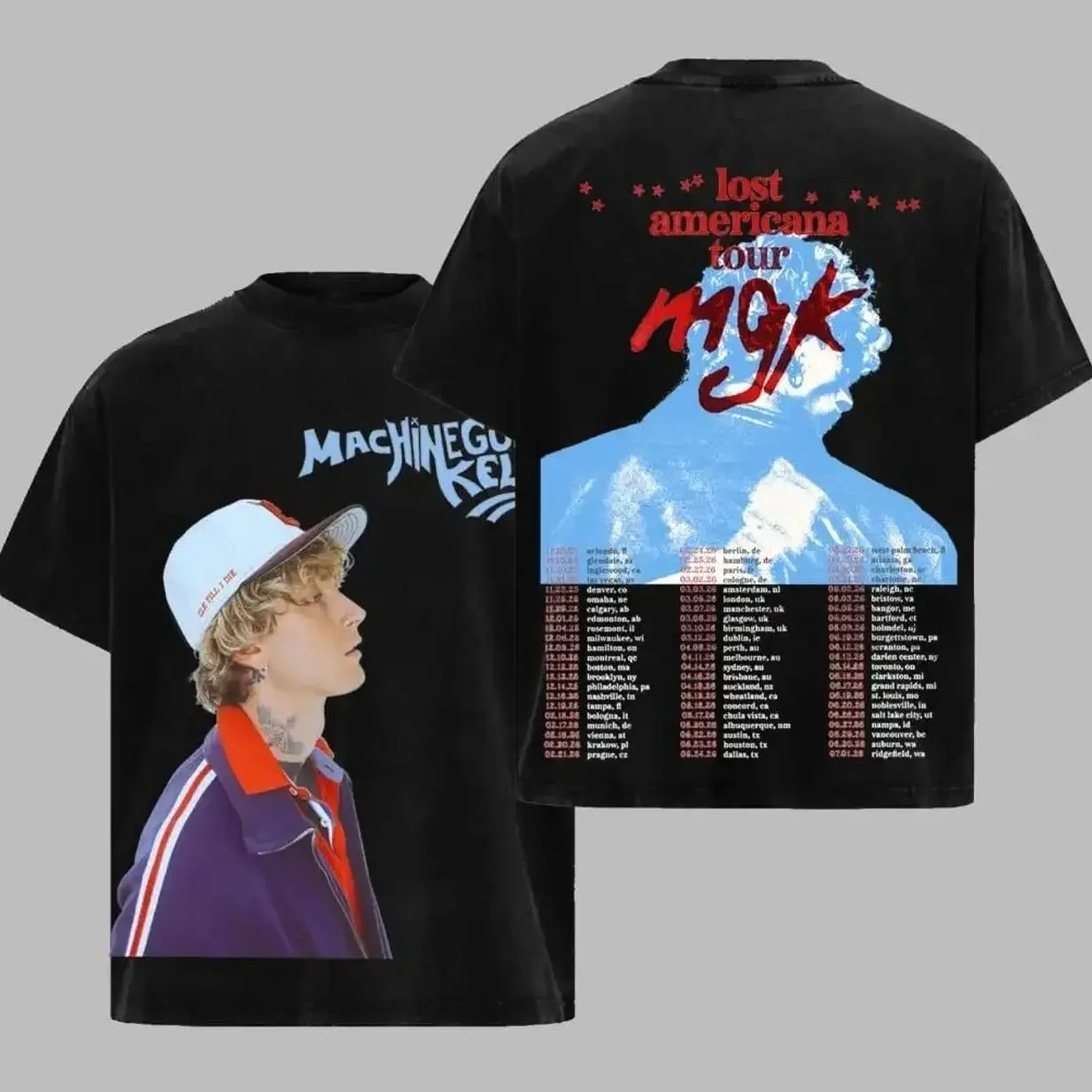 Machine Gun Kelly Lost Americana World Tour 2026 T-Shirt Lost Americana EST For Life Premium Cotton Alternative Rock Tee for Fans Concert Tee Menswear Womenswear GA7
