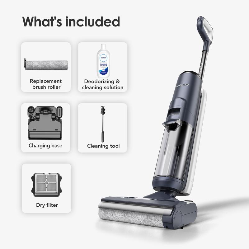 Tineco FLOOR ONE S5 Smart Cordless Wet-Dry Vacuum Cleaner and Mop for Hard Floors, Digital Display, Long Run Time, Great for Sticky Messes and Pet Hair, Space-Saving Design
