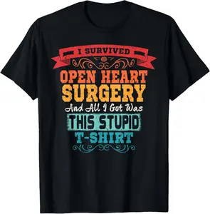 100% Cotton Top Open Heart Surgery Shirt Survivor Post Attack Recovery Gift T-Shirt
