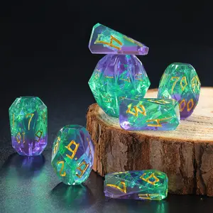 Durable 7-Piece Resin Polyhedral Dice Set with Storage Box for Dungeons & Dragons (DND) RPG Role Playing Games