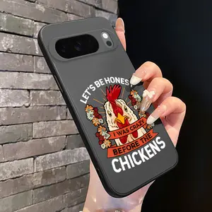 Rounded Edge Phone Case for Google Pixel 10 9 XL 8 7 Pro A Chicken's Crazy Proclamation Pattern Anti-Scratch Shockproof Soft Liquid Silicone Protective Cover Smartphone Casing