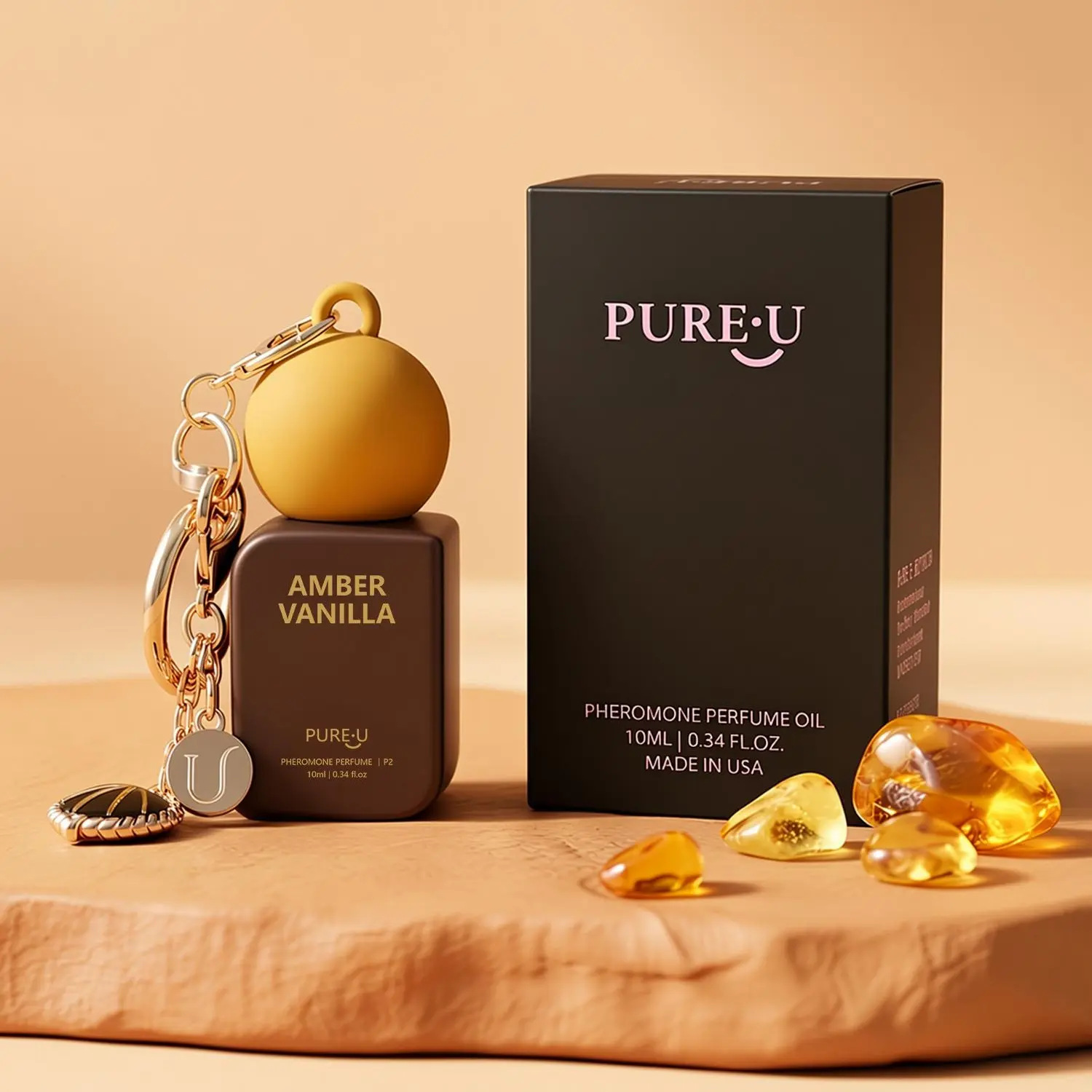 PUREU Pheromone girl Perfume for Women, Long Lasting Strong Gourmand Fragrance Oil, Portable Roll On with Clip-on Keychain, Travel Size Mini Perfume for Date Night & Daily Wear, 0.34 Fl OZ