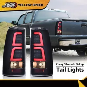 Fit For 1999-2006 Chevy Silverado LED Tail Lights Black Smoked Lamps Left+Right