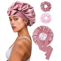 Bean Paste-Pink Bonnet + 2Pcs Scrunchies 