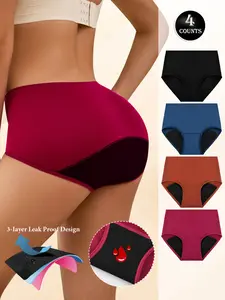 Women's Period Underwear Pack, Breathable Super Absorbent Leak-Proof High Waist Seamless Design, Casual Slim-Fit All Season Wear