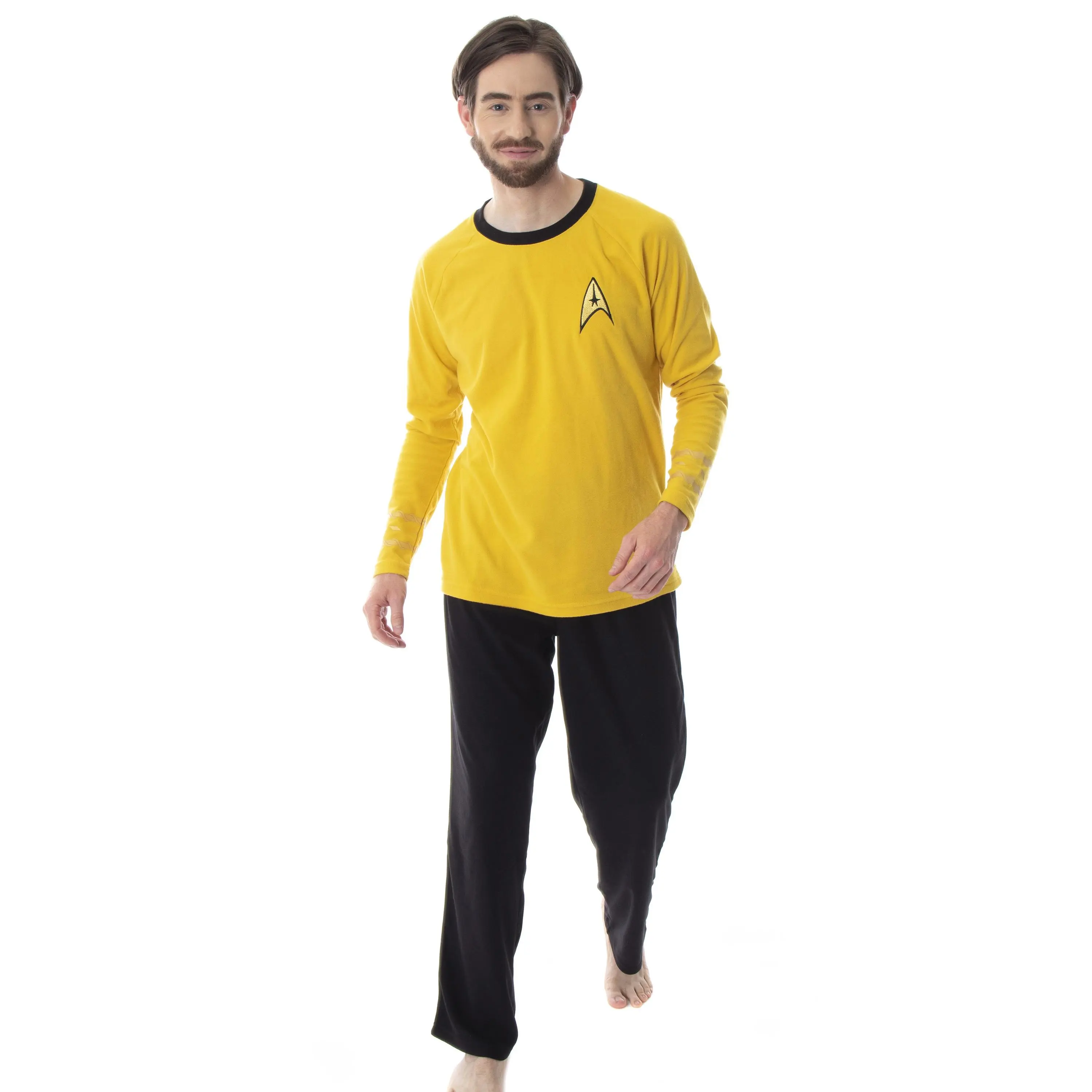 PJammy Men's Star Trek Original Series Uniform Costume 2PC Pajama Set - Captain Kirk/Commander Spock, Blue/Black Polyester Tops & Shirt Sleepwear Loungewear, Long Sleeve, Fabric, Menswear, Clothes, Apparel