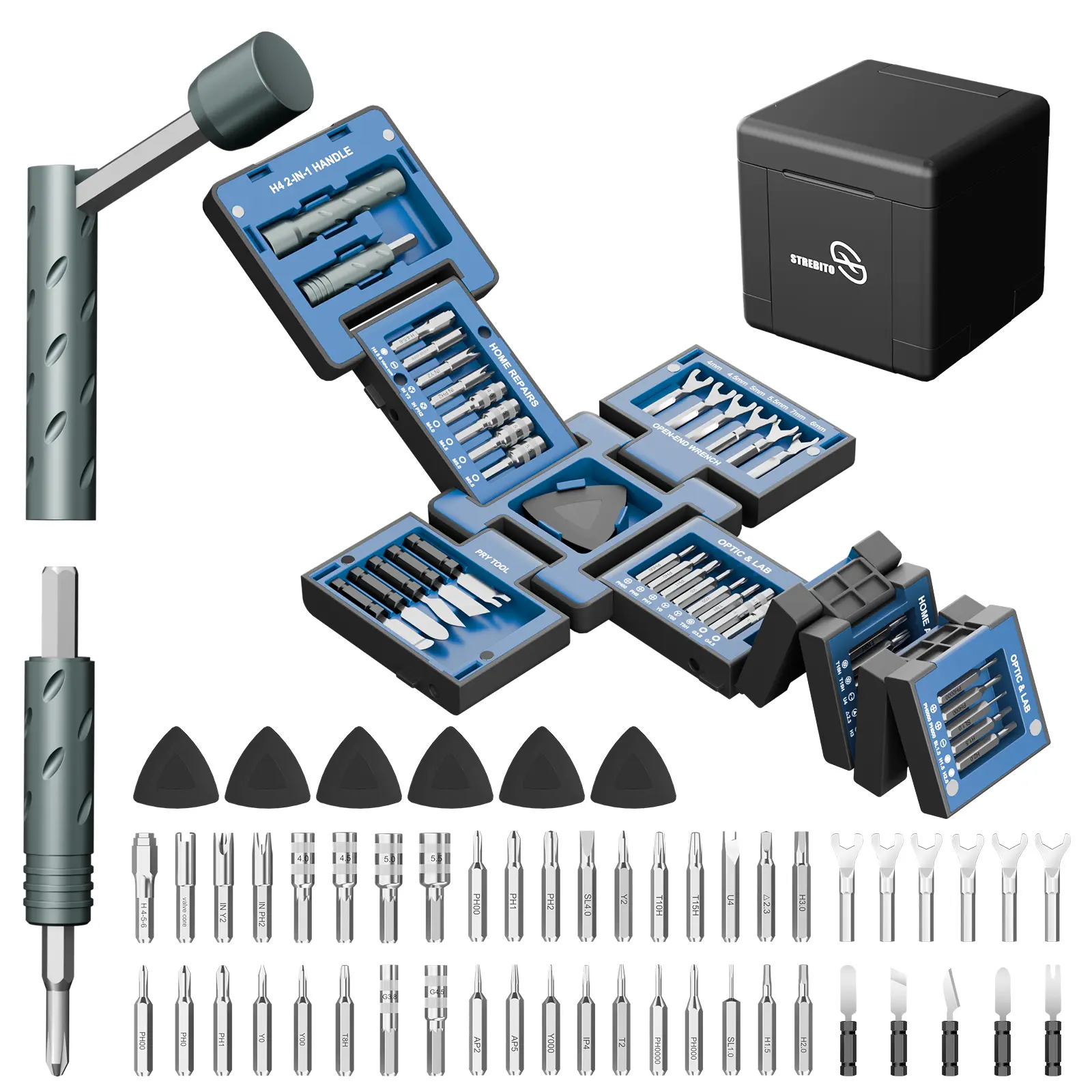 55-in-1 High Magnetic Multipurpose Screwdriver Kit - Portable Hand Repair Set with 2-in-1 Handle, Magnetic Bit Hold, Pin Adjuster, Wrenches, Pry Bars, Bits for Electronics, Bike Repairs, Tools And Gadgets, Bikes