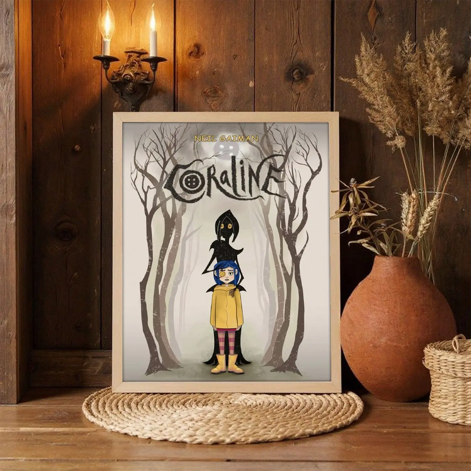 [25% OFF] [UNFRAMED] Coraline Forest Poster Print, Button Eyes Dark Fantasy Wall Art, Spooky Gothic Movie Room Decor, Fan Gift