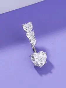 Heart Shaped Belly Button Ring, Stainless Steel Navel Barbell Stud, Belly Button Piercing Jewelry for Women, Hypoallergenic Body Jewelry