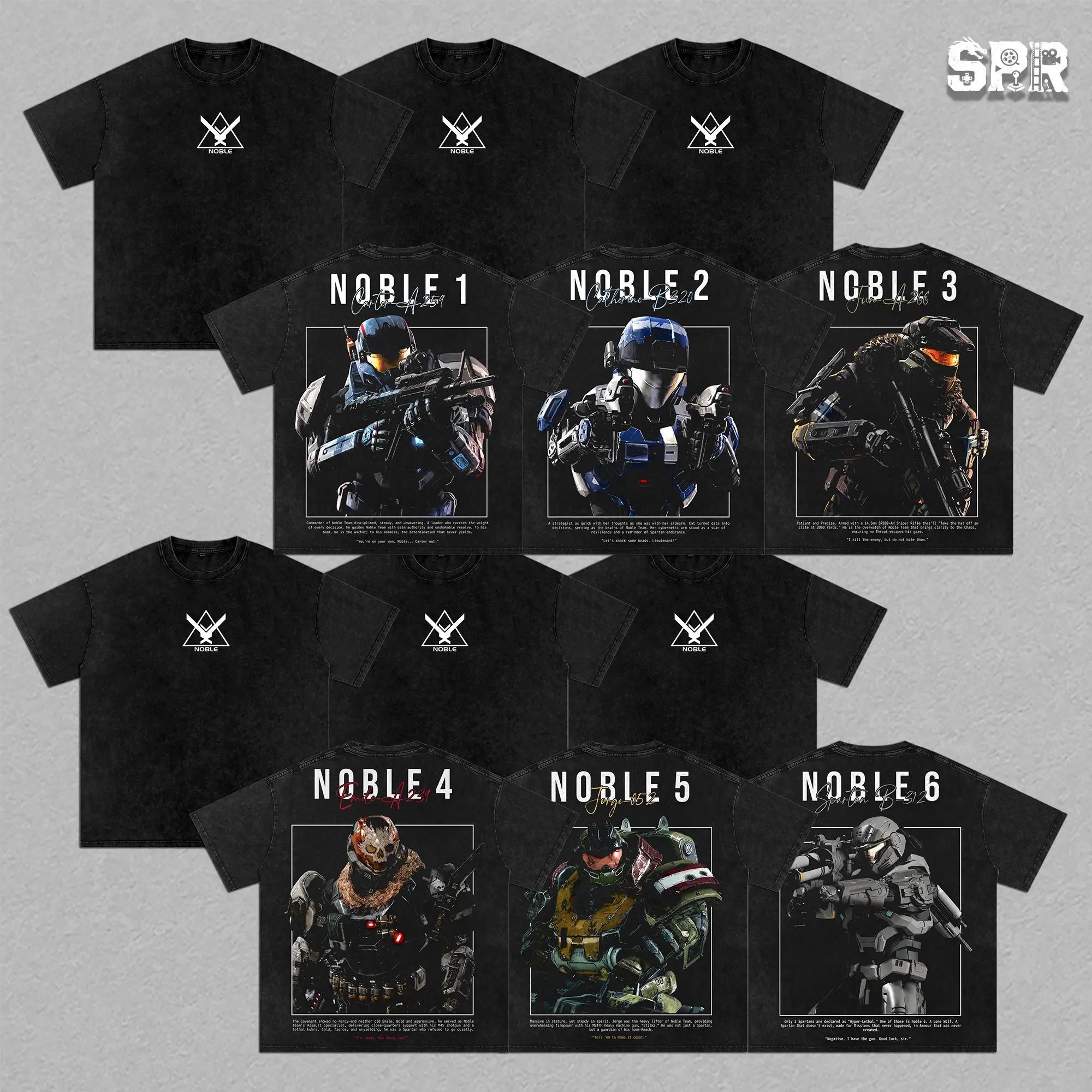 [COLLECTION] Halo Noble Team Shirt Spartan Sci-Fi FPS Shooter Vintage Acid Washed Oversized T-Shirt Hoodie Tank Top Tactical Armor Graphic Tee Y2K Clothing Summer Men Clothes Outfits Unisex Video Game Clothes Gifts For Him Her Fan Merch