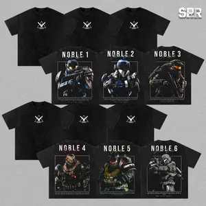 [COLLECTION] Halo Noble Team Shirt Spartan Sci-Fi FPS Shooter Vintage Acid Washed Oversized T-Shirt Hoodie Tank Top Tactical Armor Graphic Tee Y2K Clothing Summer Men Clothes Outfits Unisex Video Game Clothes Gifts For Him Her Fan Merch