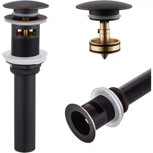 Bathroom Sink Drain with Detachable Hair Catcher, Oil Rubbed Bronze Pop Up Sink Drain with Strainer Basket Anti Clogging for Vanity Sink with Overflow, C1001ORB